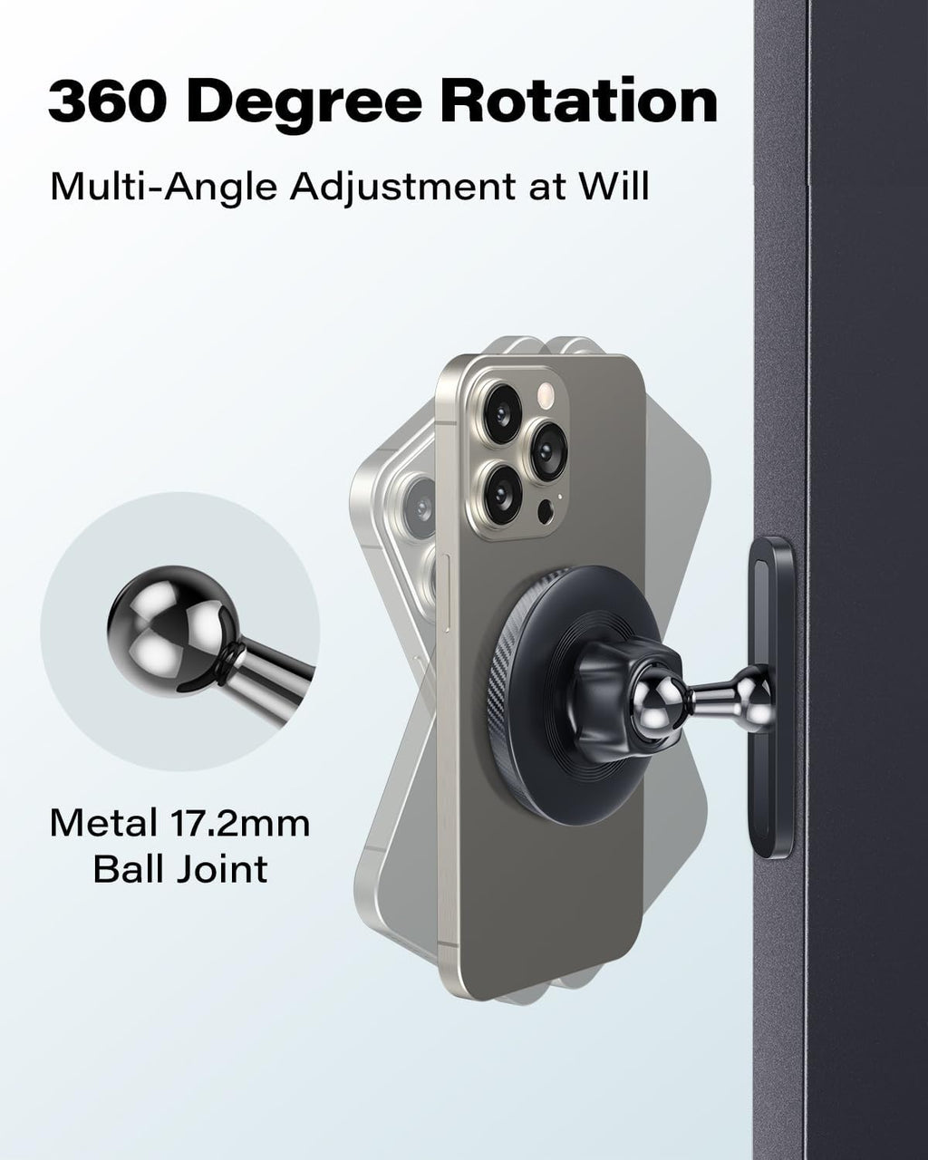 APPS2Car Gym Magnetic Phone Holder, Aluminum Alloy Base & Ball Joint, Black