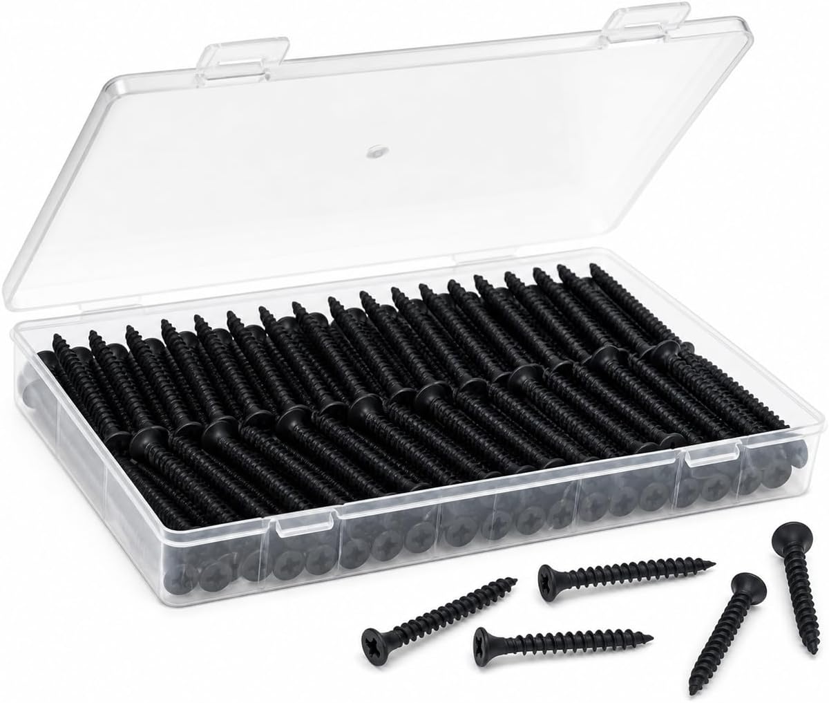 Wood Screws Assortment, 168 PCS #6 Black Flat Head