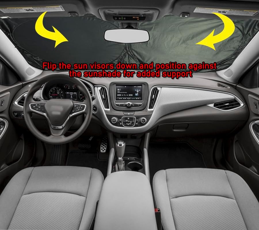 Gven Windshield Sun Shade Universal Fit for Car Window Sunshades Cover Automotive Interior Sun Protector Accessories for Compact& Midsize Sedan,Com& Subcompact SUV,Small Pickup,Wagon (Black, S)