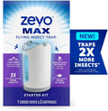 Zevo MAX Bug Catcher, Gnat & Fruit Fly Trap Indoors, 1 Base & 2 Refills