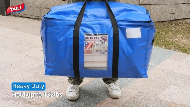 TAILI 4 Pack Blue Extra Large Moving Bags,Storage Bags with Visible Window