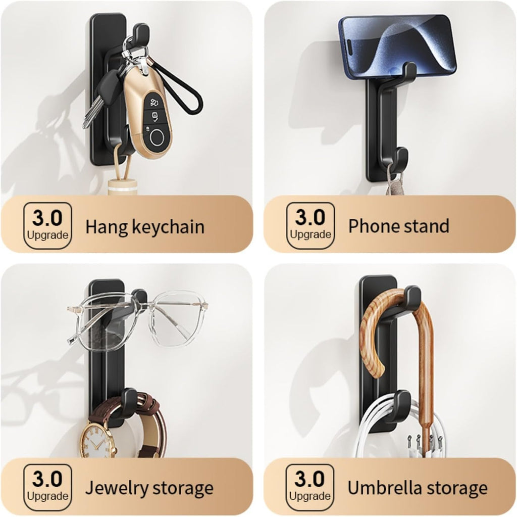 5-Pack Heavy-Duty Adhesive Wall Hooks – 22lb No-Drill Storage Solution for Kitchen, Bathroom & More - Black