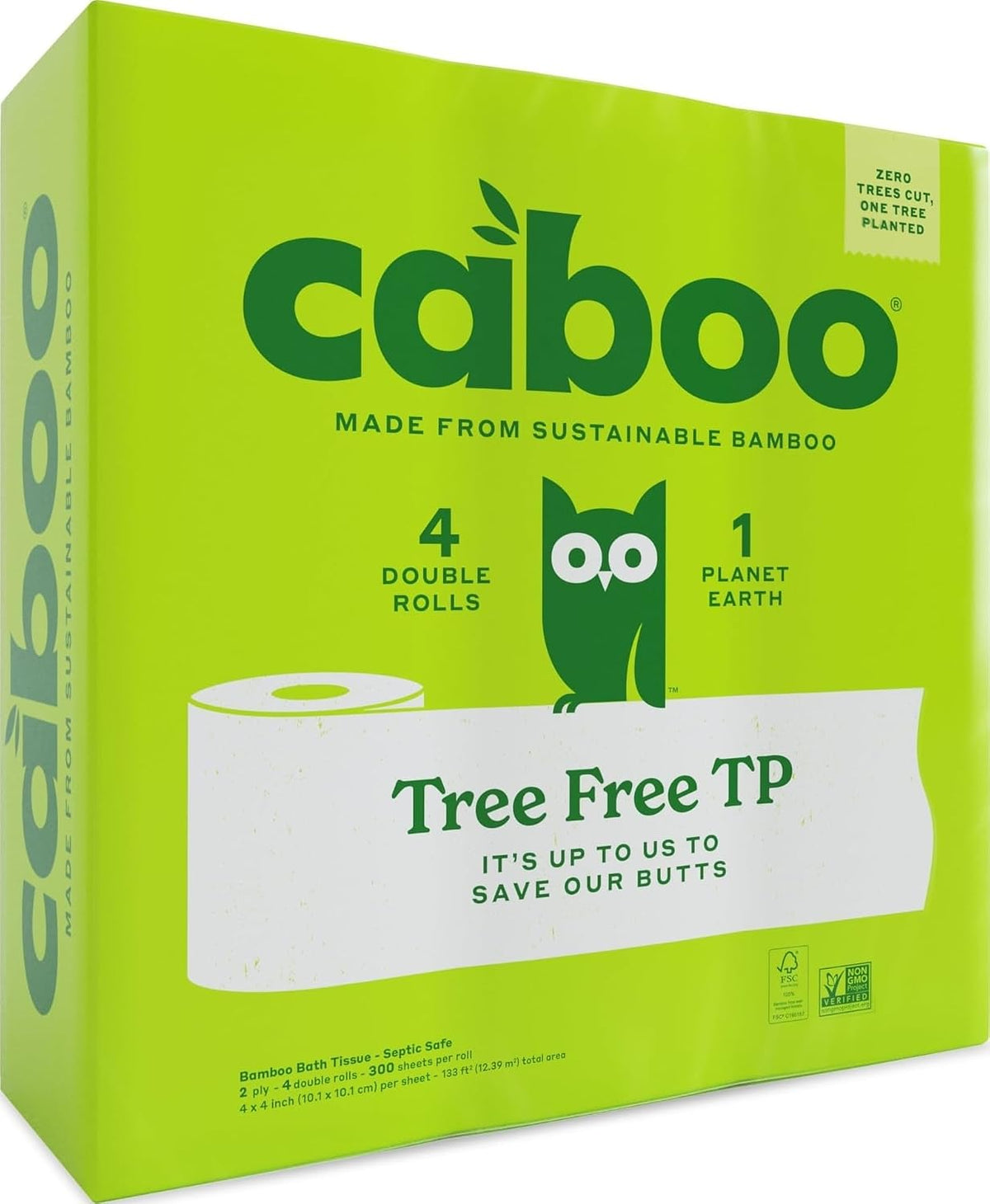 Caboo Tree Free Toilet Paper, PFAS Free, Septic Safe, 24 Rolls