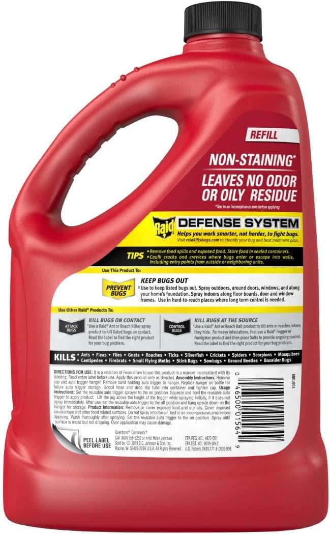 Raid MAX Perimeter Protection Multi Insect Killer Bug Spray, 1 Gal Refill