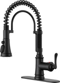 FORIOUS Black Kitchen Sink Faucet, Pull Down Sprayer, Classic High Arc
