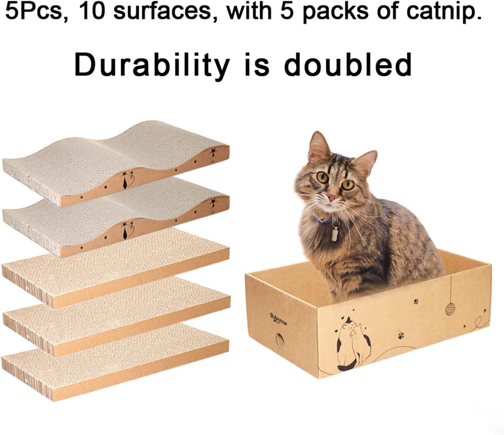 Cat Scratcher Cardboard Scratch Pad for Indoor Cats and Kitty 5pcs
