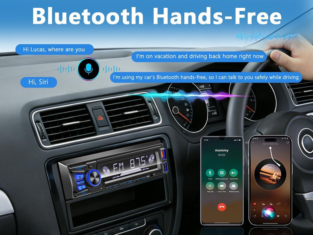 REAKOSOUND Car Radio Bluetooth Single DIN Stereo - FM, USB, AUX, APP, No CD