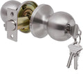 Lanwandeng Matte Black Door Knobs with Lock and Keys, Interior/Exterior Door Knob for Bedroom or Bathroom, Entry Door Lock