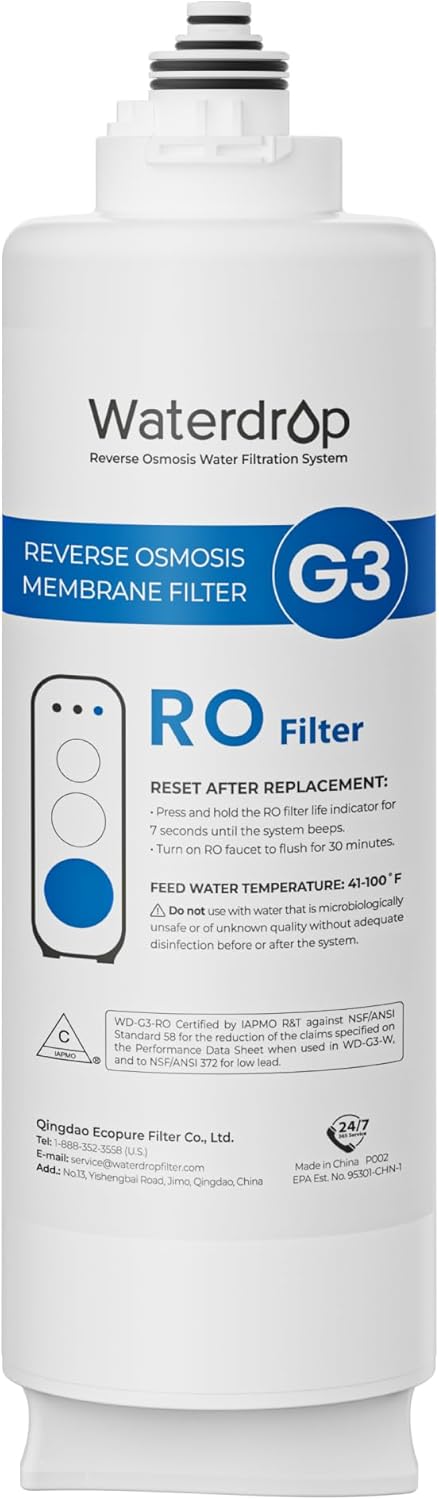 Waterdrop G3-N2RO Filter, Replacement for Waterdrop G3-W 400 GPD RO System
