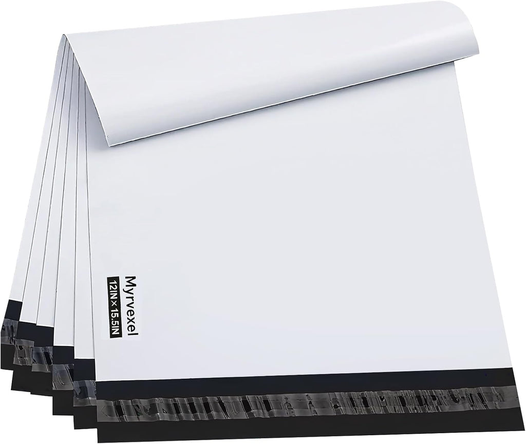 Poly Mailers 12x15.5 100PC Medium Shipping Bags for Clothes White