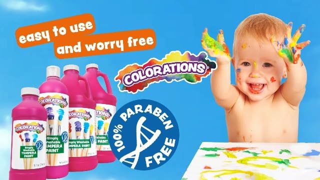 Colorations Paraben-Free Simply Washable Tempera Paint, Rainbow Plus 8-Pack