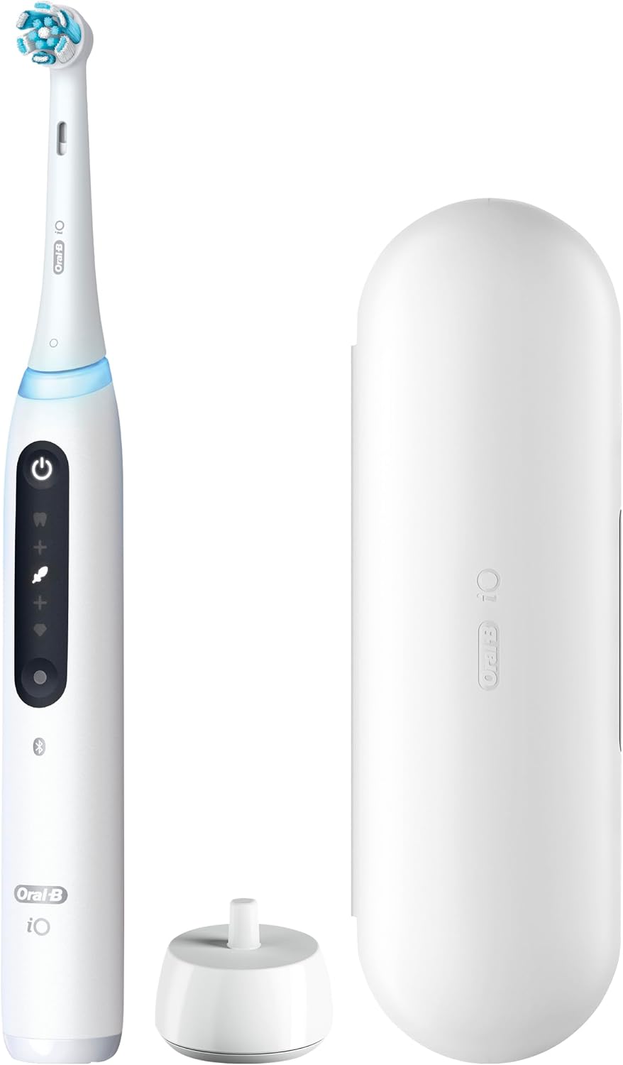 Oral-B Rechargeable Electric Toothbrush, iO5 Customizable Clean, 5 Cleaning Modes, Visual Pressure Sensor to Protect Gums, Travel Case, White