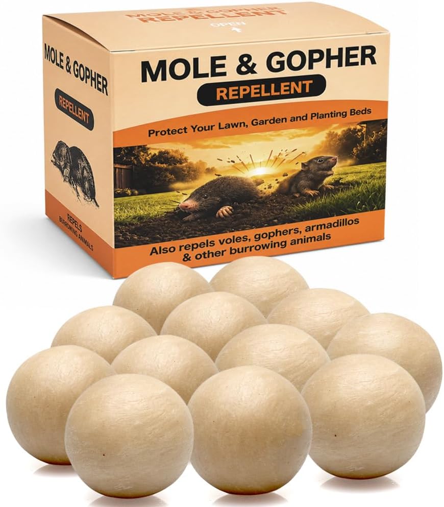 Mole Repellent, Gopher Repellent for Lawn, Groundhog Deterrent-12P