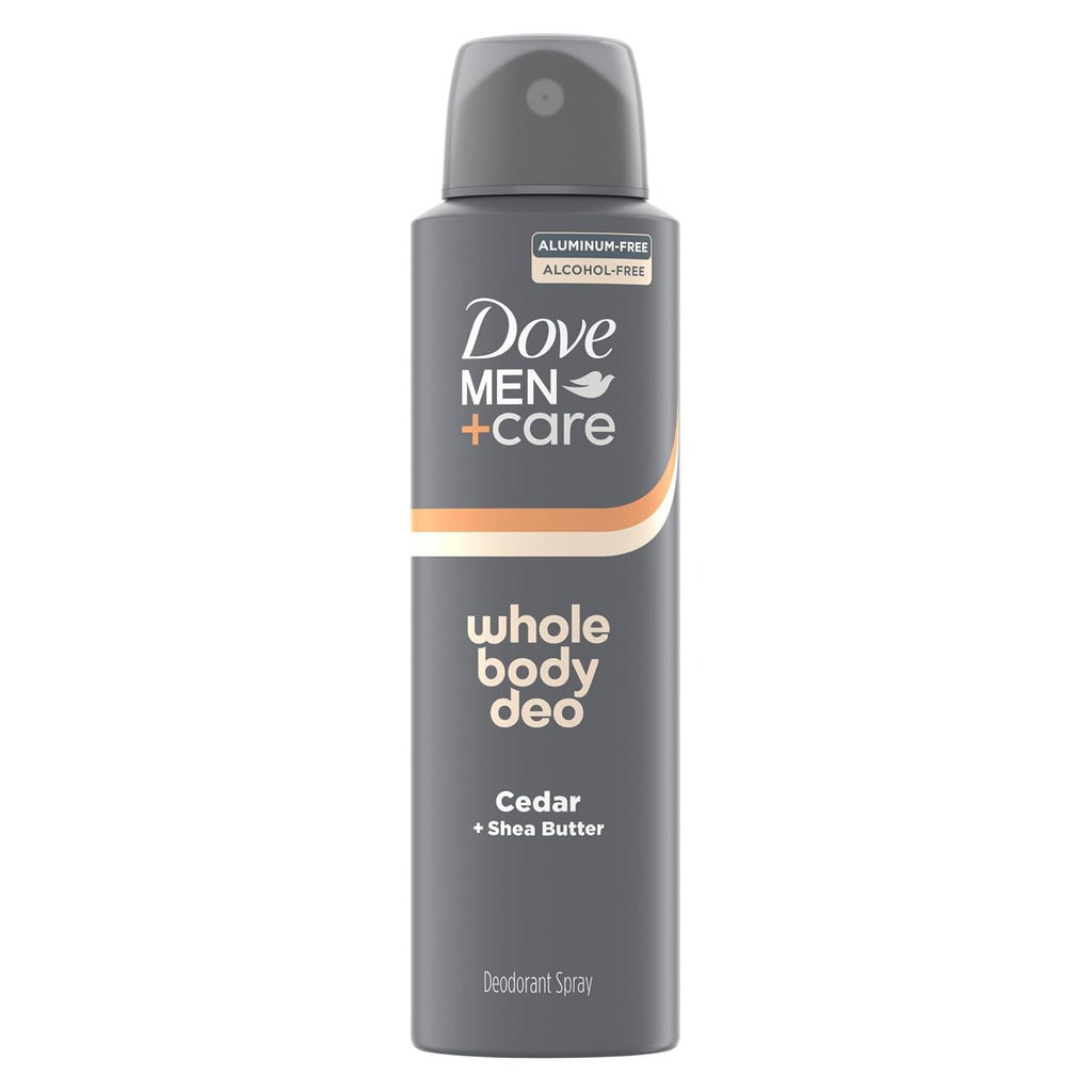 Dove Men Whole Body Deo Deodorant Spray Cedar + Shea Butter, 4 oz