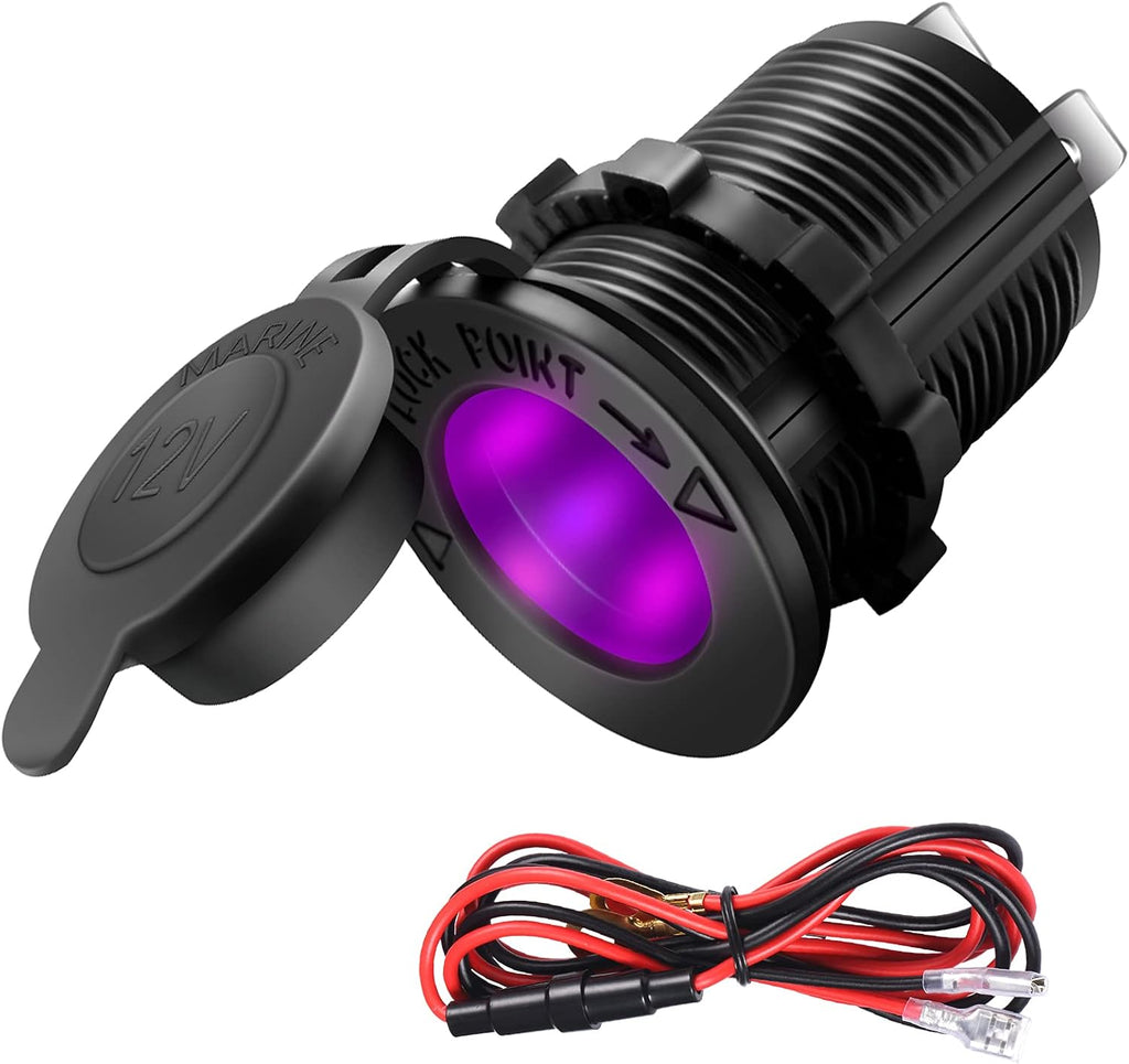 Cigarette Lighter Socket Car Marine Motorcycle ATV RV Lighter Socket Power Outlet Socket Receptacle 12V Waterproof Plug by ZHSMS
