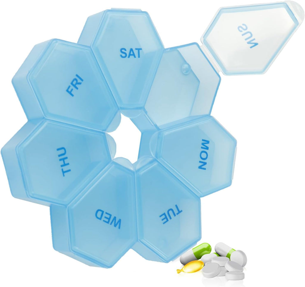 [1Pack] 7-Day Weekly Pill Organizer,Daily Vitamin Case,Pill Box Pinkish-red