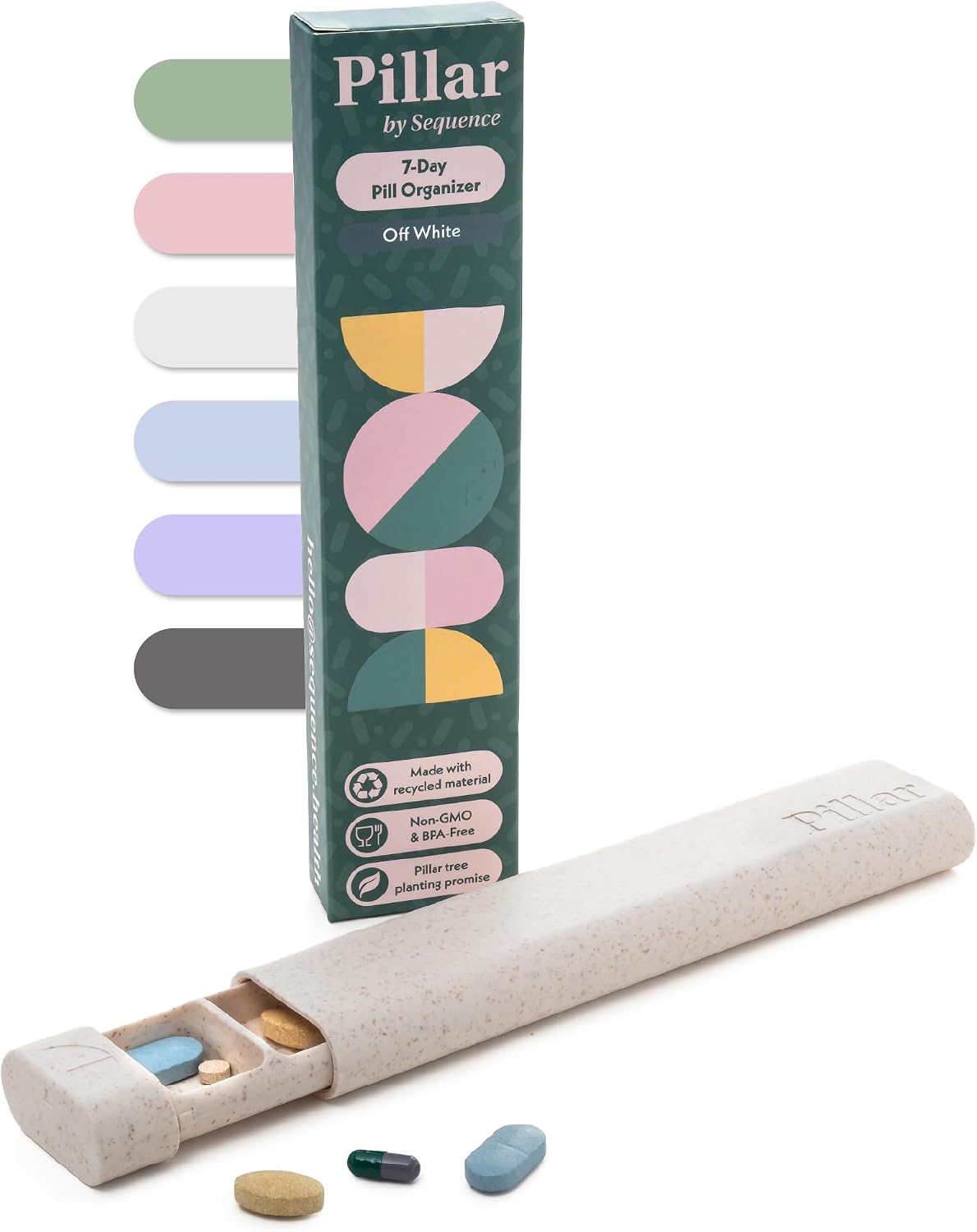 Pillar 7-Day Pill Case - Aesthetic Travel Pill Organizer - Weekly Pill Box