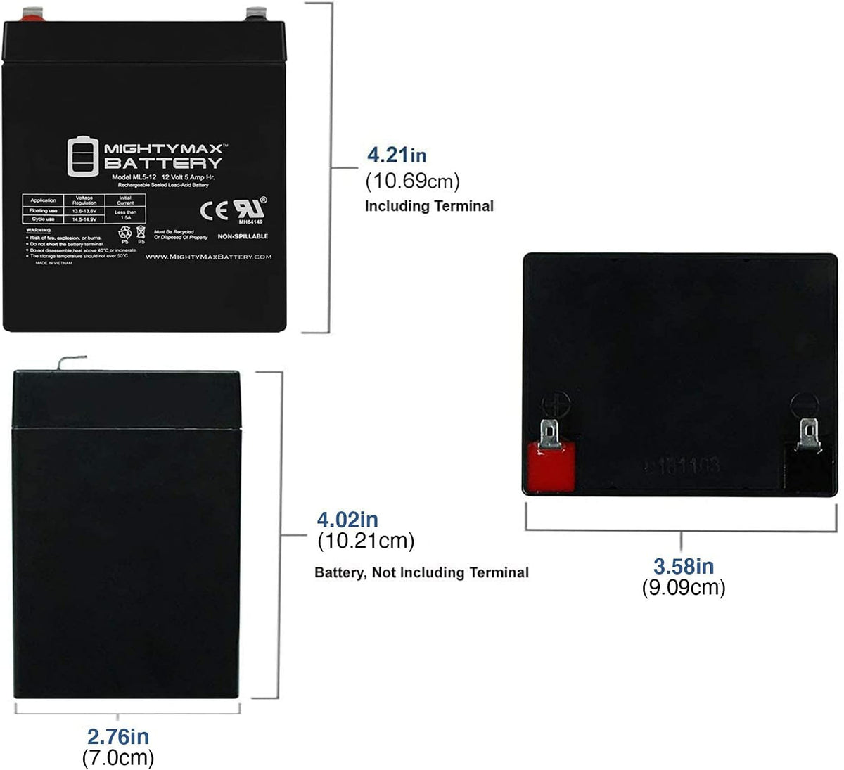 Mighty Max Battery 12V 5AH Battery Replaces Liftmaster 485LM Evercharge Back-Up