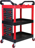MaxWorks 80774 3-Shelf Utility Plastic Cart with Wheels-225 Lbs Maximum Capacity , Black