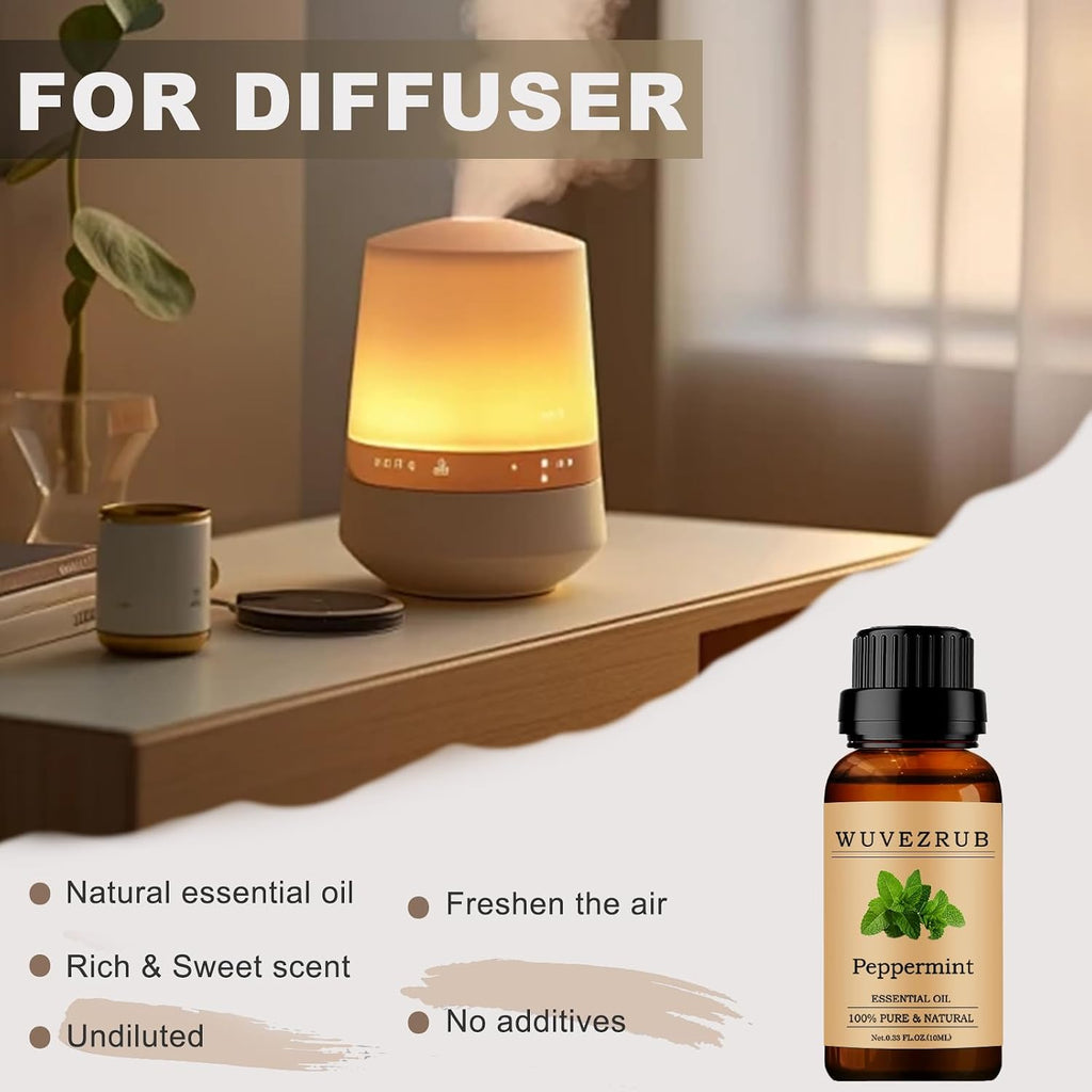 Pure Peppermint Essential Oil 10ml for Diffuser & Aromatherapy