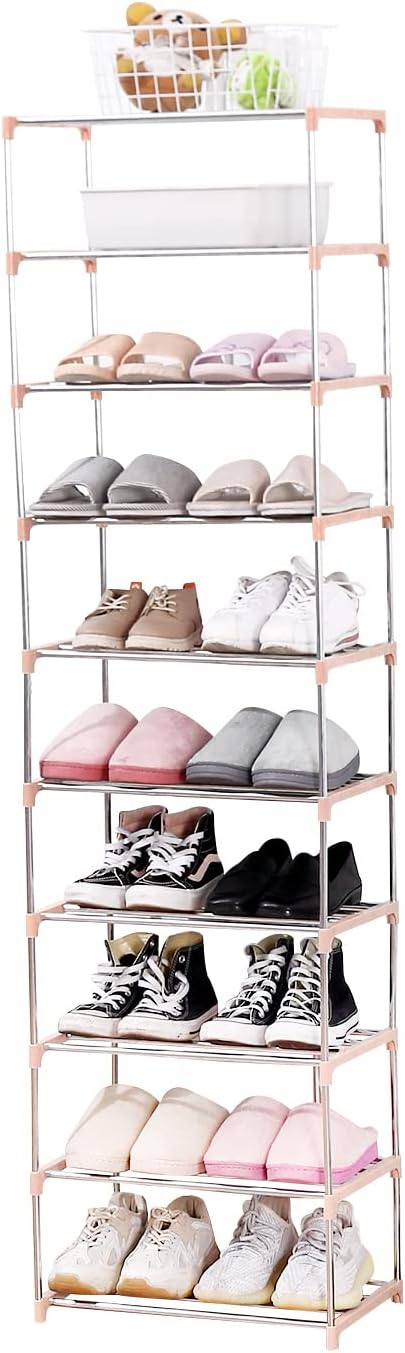 Stackable Small Shoe Rack, Entryway, Hallway and Closet (3-Tier, Black)