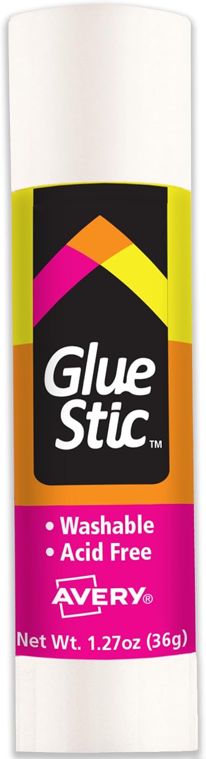 Avery Glue Stic, White, 36 Grams, 1.27 oz, 6 Glue Sticks
