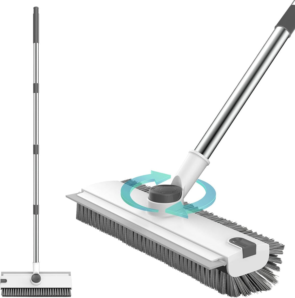 SetSail Floor Scrub Brush with 54in Adjustable Long Handle, Grey&White