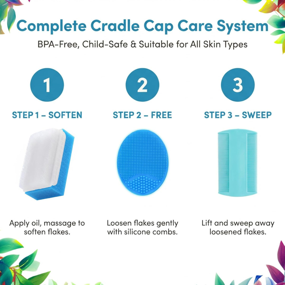 Cradle Cap Brush for Babies - Cradle Cap Treatment 6-Pack Baby Bath Sponges