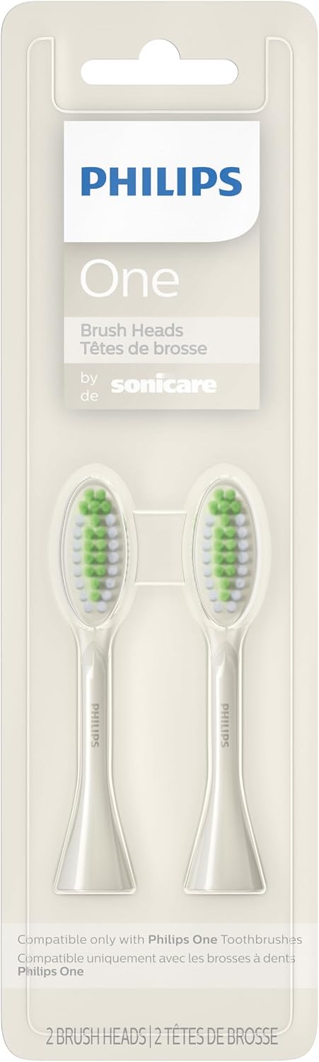 Philips Sonicare One Genuine Replacement Brush Heads, 2-Pack, Black