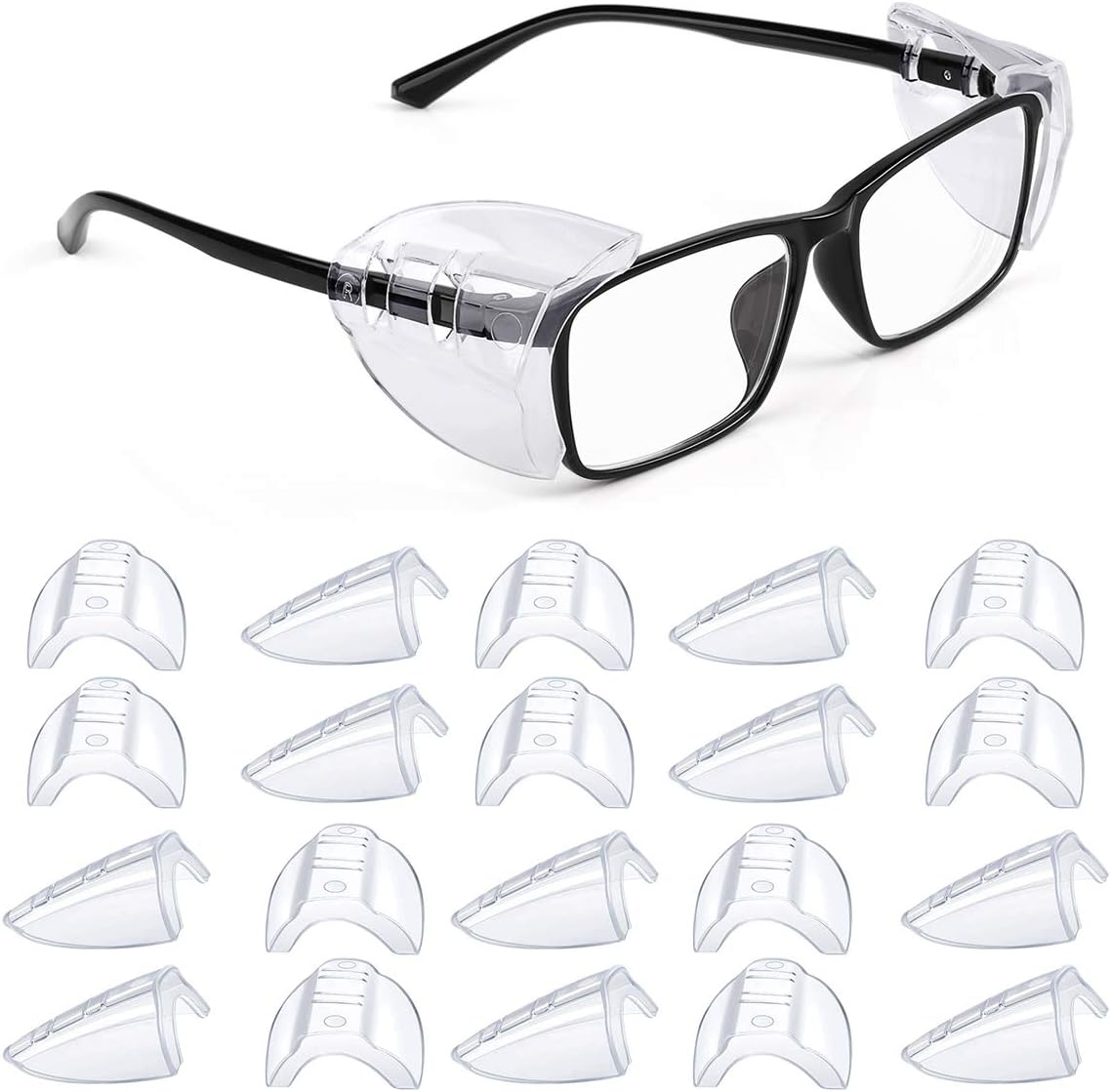 MELASA Safety Glasses Side Shields for Glasses, Slip on Clear Eye Glasses