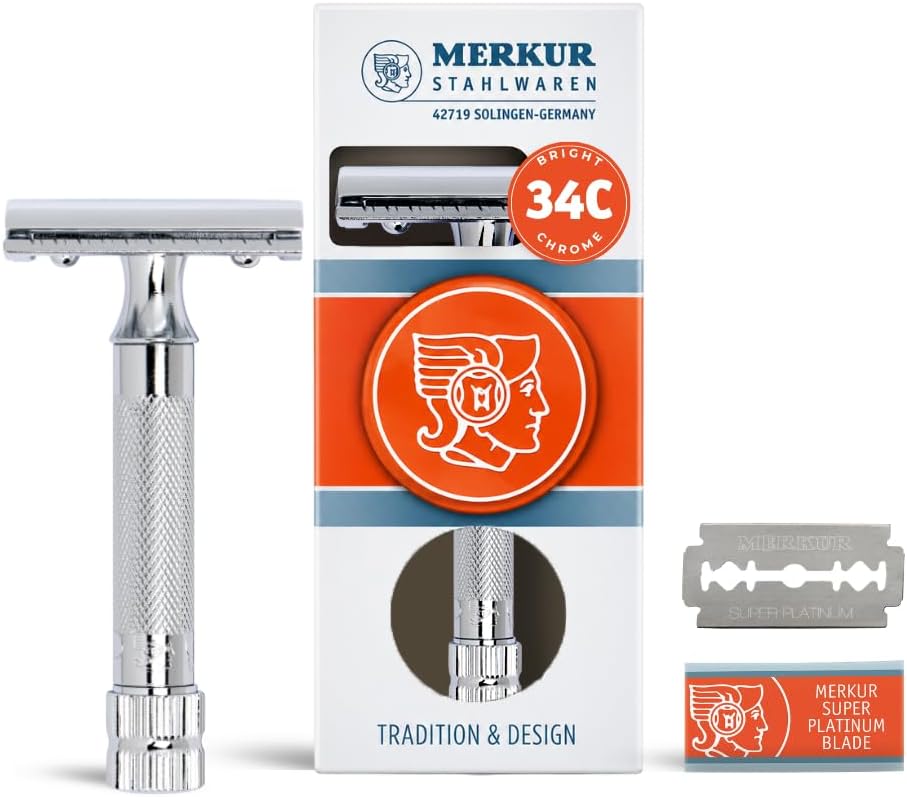 Merkur Mk34c Double Edge Razor with Heavy Duty Short Handle