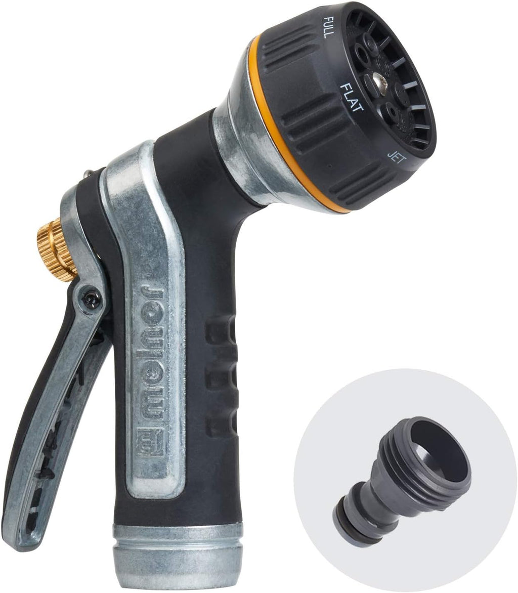 Melnor XT Metal 7-Pattern Hose Nozzle: Rear Trigger, Slip-Resistant Grip