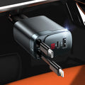 84W Retractable Car Charger, 4-in-1 Car Charger USB C Fast Charge Adapter