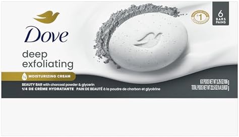 Dove Deep Exfoliating Beauty Bar Soap , Charcoal Powder, I 6 Count 3.75 oz