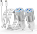 iPhone Car Charger Fast Charging, 60W Car Charger+Two Types of Cables, 2PCS