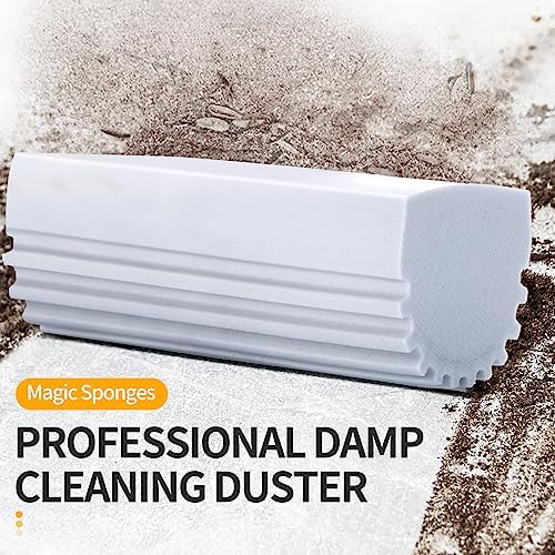 COBETE Damp Clean Duster Sponge,4pack Magic Sponge Eraser,Reusable Damp Dusting Sponge Household Cleaning for Blinds, Glass, Baseboards,Radiators,Window Track Grooves(Multi Color)