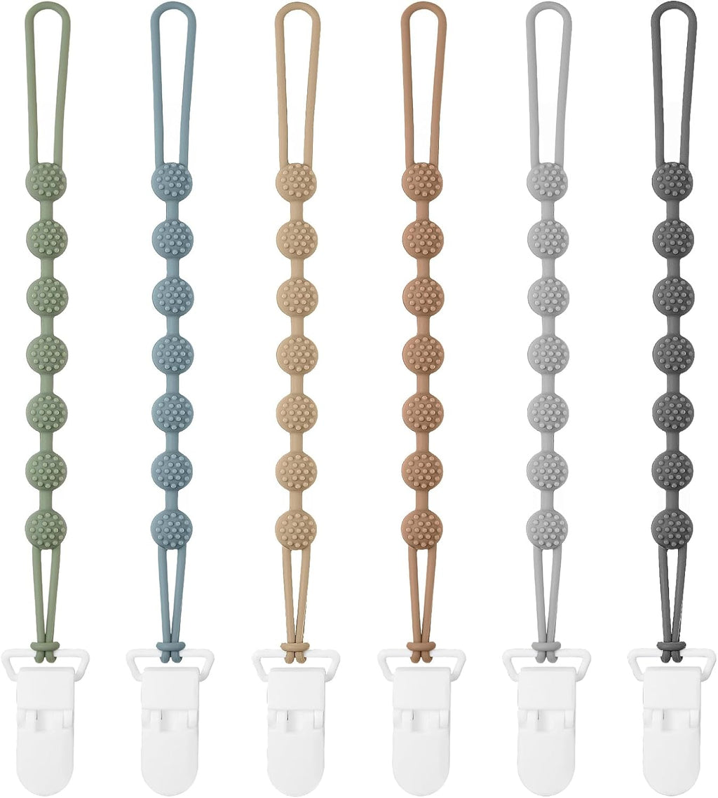 Eascrozn Baby Pacifier Clip, 6 Pack Silicone Pacifier Holder BPA Free