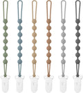 Eascrozn Baby Pacifier Clip, 6 Pack Silicone Pacifier Holder BPA Free