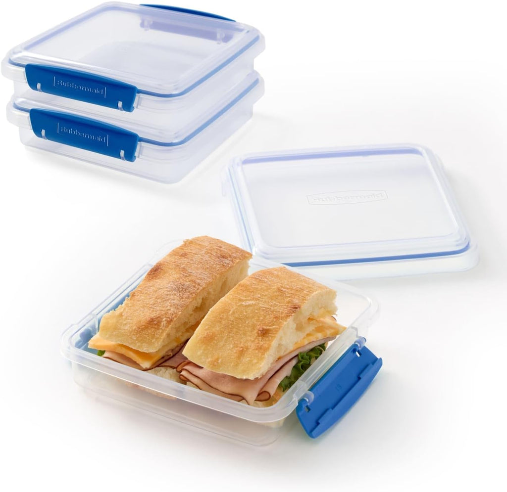 Rubbermaid Pack & Go Set with Two 350 mL Containers and Two 820 mL Containers, Divided Compartments, Meal Prep Containers with Secure Seal Lids