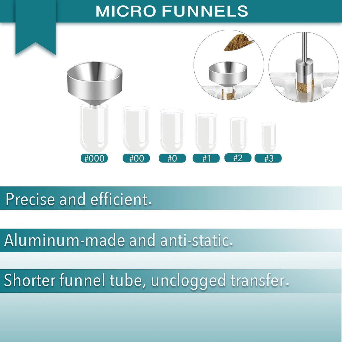 Filling Tool Kit - Home & Lab Supplies with Micro Funnels & Lab Scoops - Complete Set with Instruction for Material Filling #000 00 0 1 2 3