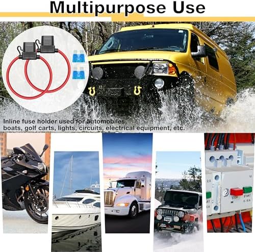 ecocstm 2 PCS Inline Fuse Holders 12V, 16 AWG Car Gauge Inline Fuses,