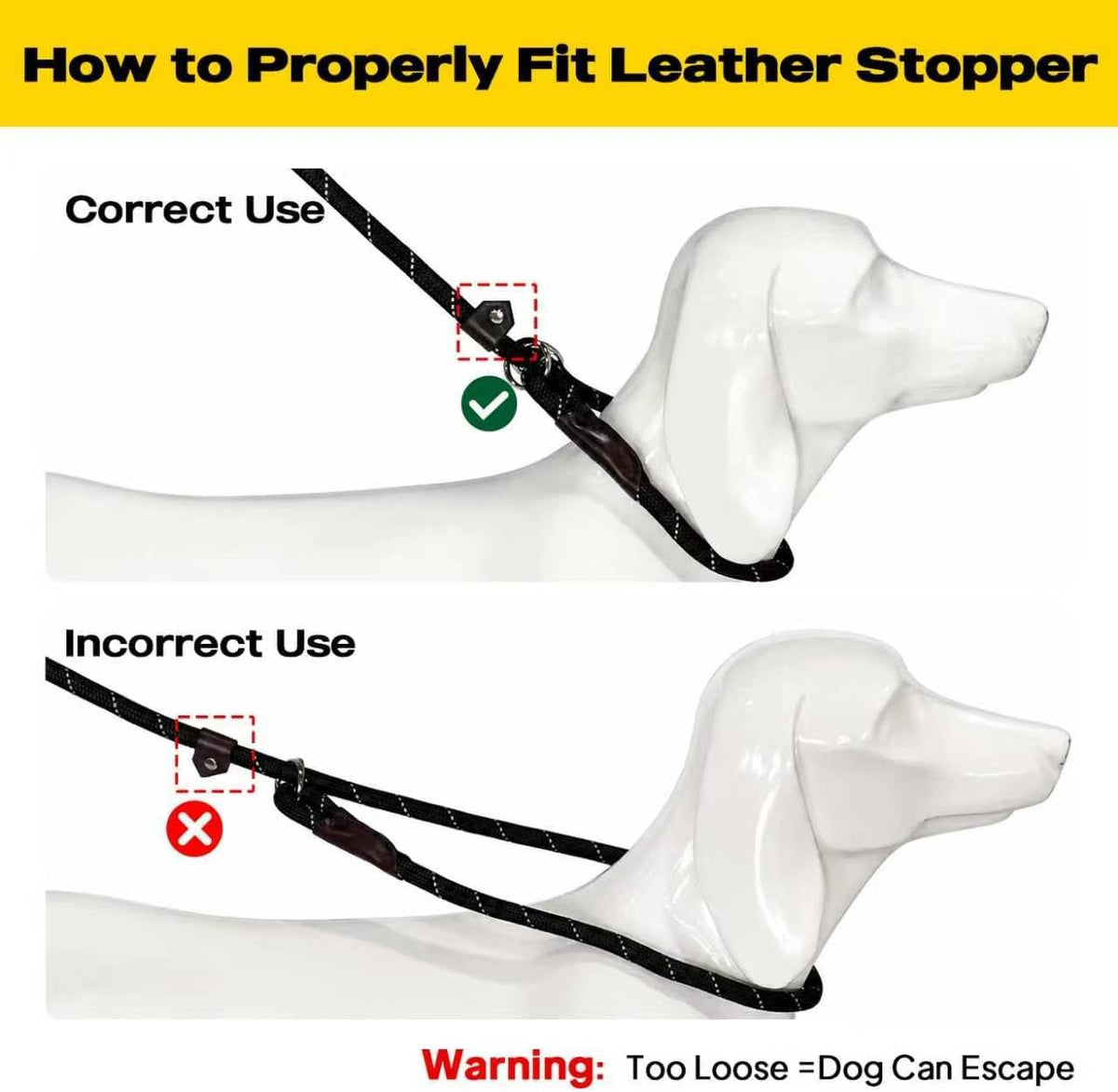 Fida Durable Slip Lead Dog Leash, 6 FT x 1/2" Dog Training Leash, Black