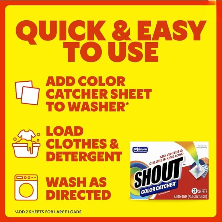 Shout Color Catcher, Dye-Trapping Sheets, 24 Sheets