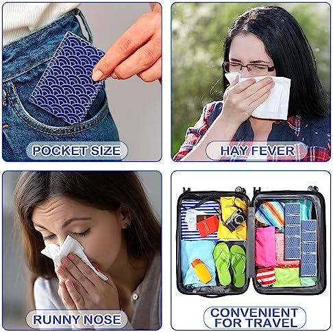 Therwen 100 Pack Pocket Tissues Travel Bulk 1000 Sheet, Cool