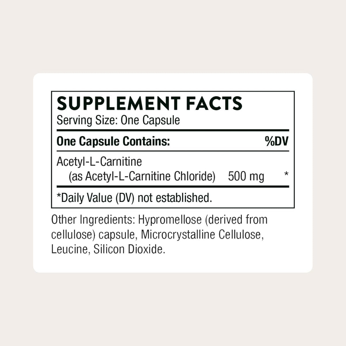 THORNE Acetyl-L-Carnitine, 500 mg per Capsule, 60 Capsules