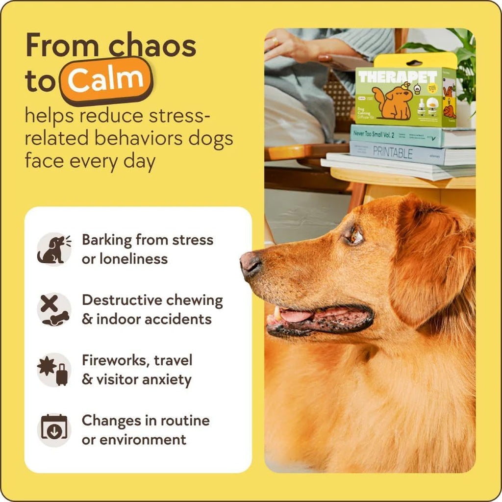 TherapetMD Dog Calming Diffuser Refill Kit (2-Pack, 60-Day Supply) Dog Pheromone Refills for Stress, Separation, Pee Accidents, Barking, & Destructive Behaviors. Use with TheraPet MD Diffuser Only