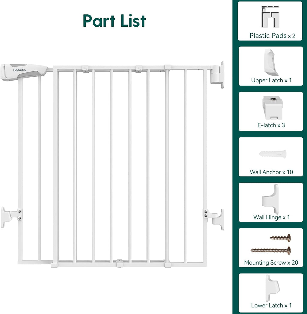 Babelio No Bottom Bar Baby Gate, 28" H x 26-43" W, White
