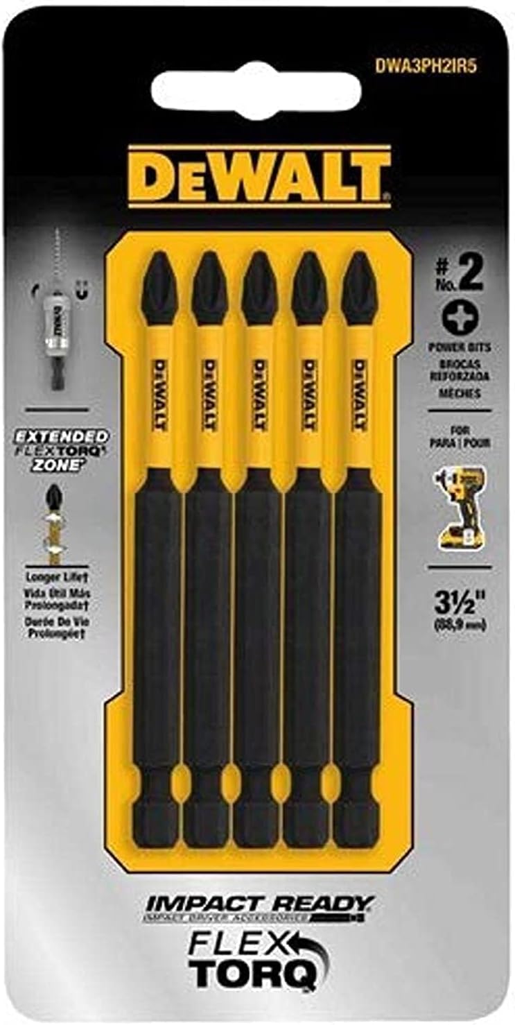 DEWALT ACCESSORIES DWA3PH2IR5 3.5" Impact #2 Phil Bit, 5 Piece (1 Pack)