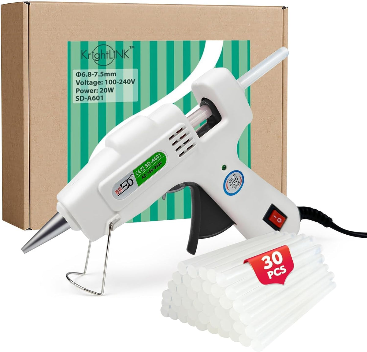 Krightlink Mini Hot Glue Gun Kit with 30 Glue Sticks 20w Fast Preheating