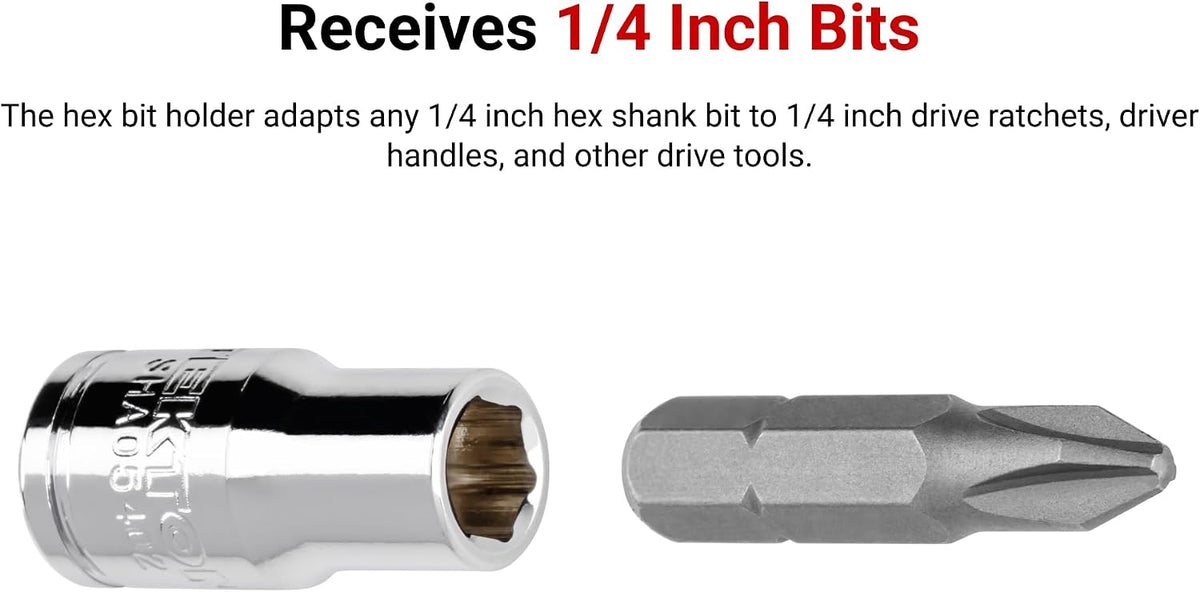 TEKTON 1/4 Inch Drive x 1/4 Inch Magnetic Hex Bit Holder Socket | SHA05402
